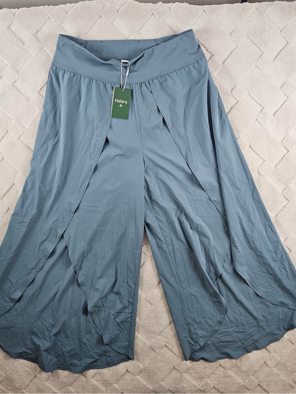 HALARA Wide-Leg Wrap Palazzo Pants in Slate Blue Womens Extra Large